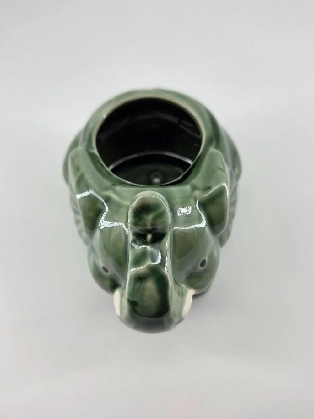 Vintage Sage Green Ceramic Elephant Planter Succulent Pot